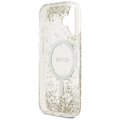 Coque Guess pailletée compatible MagSafe iPhone 17 dorée en résine - 7