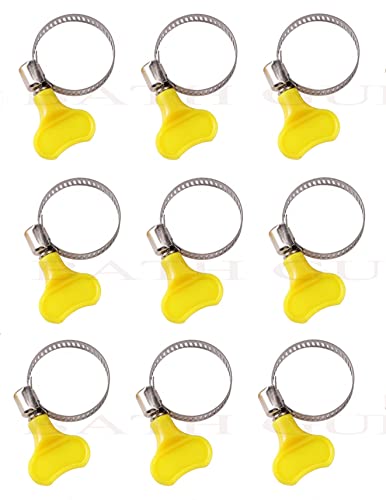 Image of BATH GURU Stainless Steel Hand Adjustable Worm Gear Key Type Hose Clamps 1.25 Inch Gas Water Tap Garden Pipe Clamp Clips for Plumbing Mechanical & Multi Uses (Pack Of 9, 1.25 Inch)