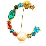 Letter Brooch Pins Initial Colorful Rhinestone Resin Brooch for Women Crafts Breastpin Gold C