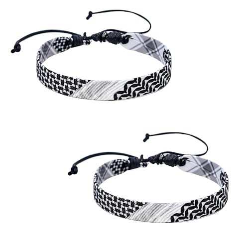 louuuou 2 PCS Braided Palestine Bracelet Adjustable Palestinian Bracelet