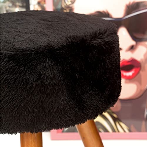 Capa Para Puff Pé Palito Redondo Pelo Curto Preto banqueta banco banquinho