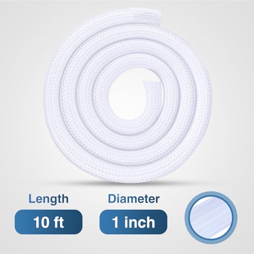 Image of Nilight Cable Sleeve, 10ft-1inch Cord Management Sleeves White Wire Loom | Braided Sleeving, Split Self Wrapping Wire Loom for Computer Electrical Automotive Harness Protector Organizer, White
