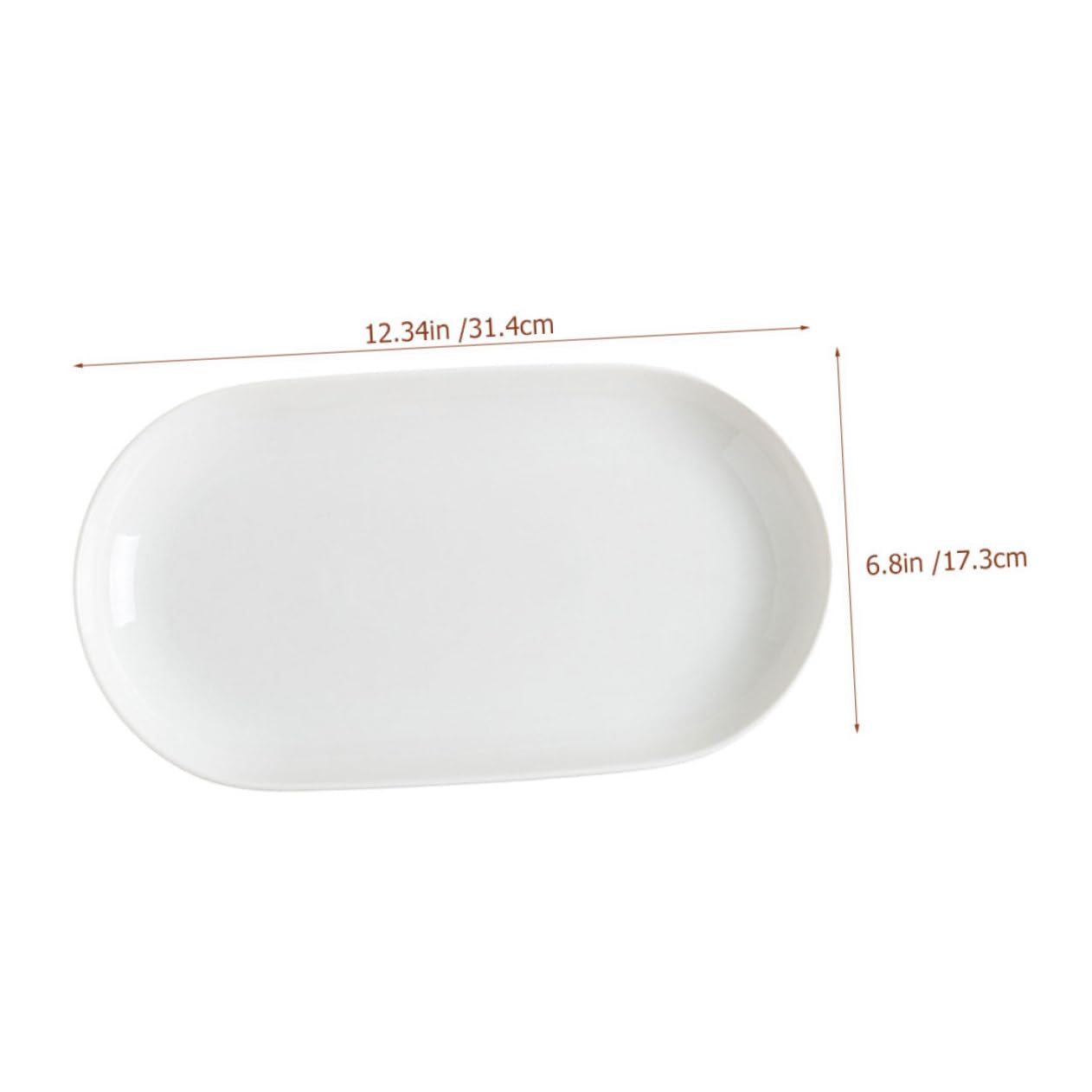 Piatto Ellittico in Ceramica Bianco, Piatto da Portata per Servire