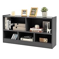 KOMFOTTEU Speelgoedkast voor kinderen, 5-vakkenrek in 2 maten, kinderrek, boekenkast, opbergkast, 111 x 30 x 61,5 cm (grijs