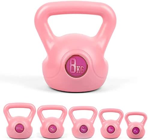 Phoenix Fitness Vinyl Kettlebell - Heavy Weight Kettle Bell for Home Gym Workout Equipment Strength Fitness Pilates Weight Training - Various Weights - Pink