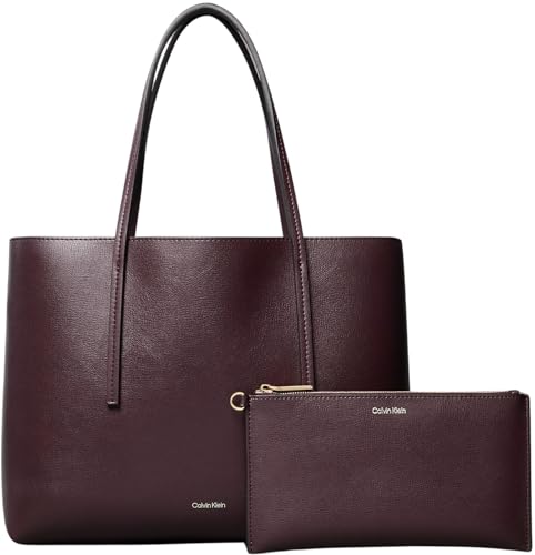 Calvin Klein Bolso Tote Mujer Small con bolsa extraíble, Rojo (Fudge/Espresso), Talla Única
