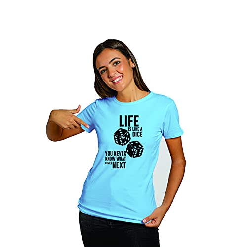 Image of Feel Good Life is Like a Dice Multi Colored Printed Dri Fit T-Shirt for Adults