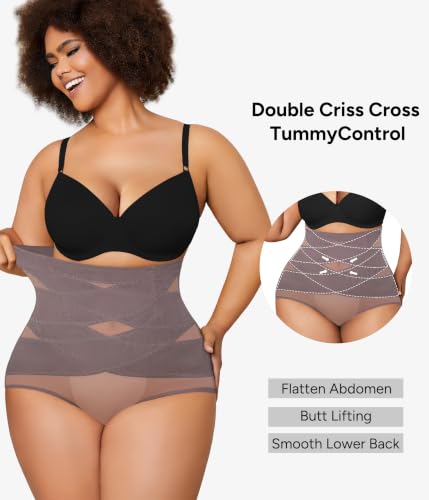 Image of Nebility Plus Size Shapewear for Women Tummy Control Butt Lifting Panties Hi- Waist Trainer Body Shaper Short Belly Underwear