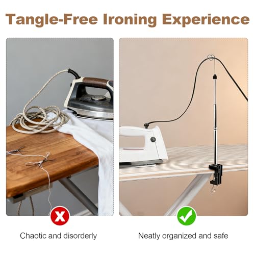 ScitoLAB Universal Flexible Iron Cord Holder, Steam Iron Cord Holder for Standard Ironing Boards, Metal, Tabletop Mount