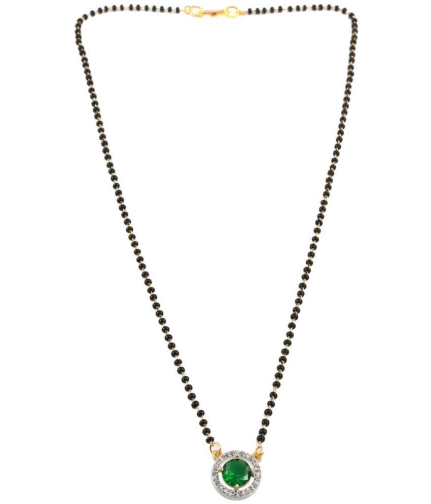 Fashions American Diamond Round Green Stone Mangalsutra for Womens.-image-33