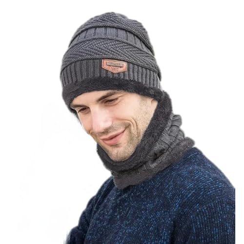 Image of K D Winter Wear 2-in-1 Woolen Beanie Cap & Muffler Set for Men & Women | Soft Thermal Wool | Fleece-Lined | Head & Neck Warmer | Unisex Winter Accessories (Cap /Muffler - Gray)