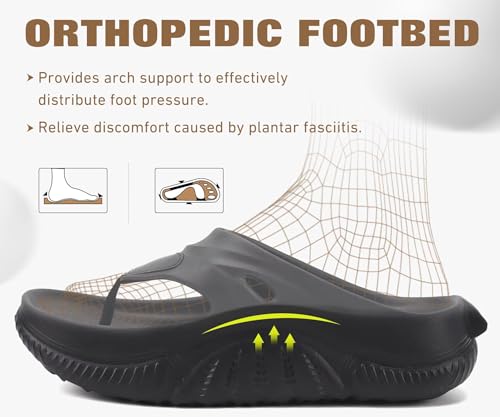 Image of COFACE Men Orthopedic Footbed Flip Flops Fabric Toe Post Beach Sandals Size 7-15