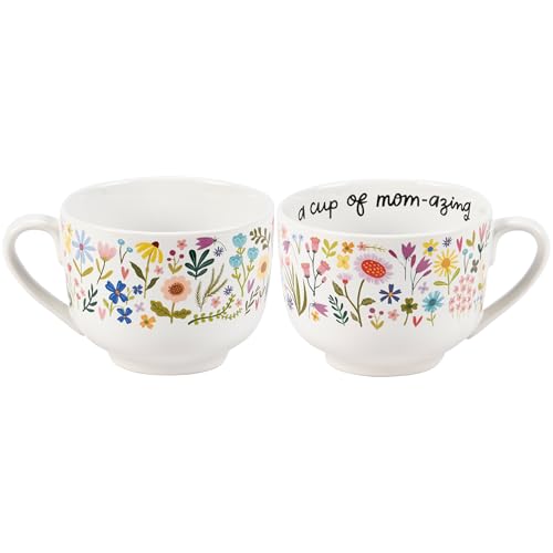 Primitives by Kathy Stoneware Latte Mug 18 oz, A Cup Of Mom-azing Floral Coffee Cup | Novelty Inspirational Drinkware & Kitchen Gifts by Primitives by Kathy - Used condition - Image 2