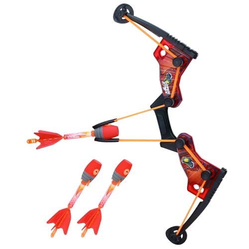 Zing HyperStrike FireTek Bow Archer Pack, Light Up Bow and Light Up Zonic Whistle Arrows, Shoots Arrows Over 200ft, Outdoor Play with Friends and Family, for Ages 14+ (Red)