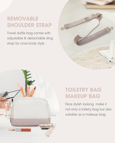 Travel Duffle Bag Weekender for Women: Travel Duffel Bag Carry-On Overnight Bag with Shoe Compartment & Wet Pocket Large Weekend Tote Bag withGym Duffel Bag for Hospital Beige4