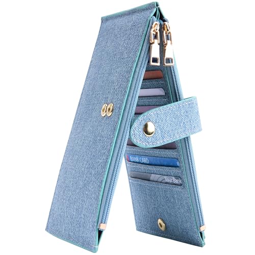 Image of Travelambo Leather Wallets for Women Slim RFID Blocking Bifold Credit Card Holder Wallet