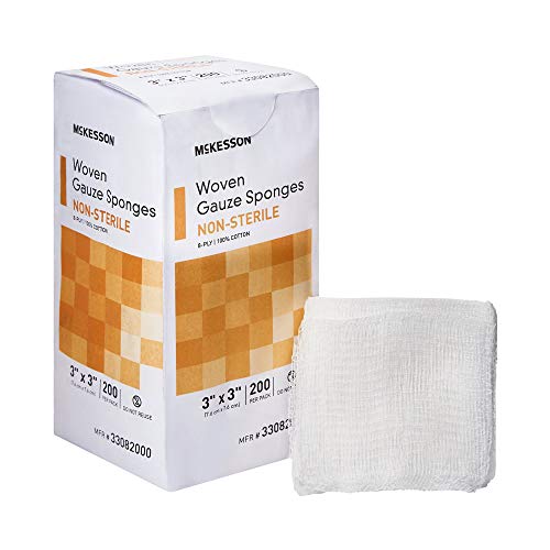McKesson Woven Gauze Sponges, Non-Sterile, 8-Ply, 100% Cotton, 3 in x 3 in, 200 per Pack, 20 Packs, 4000 Total