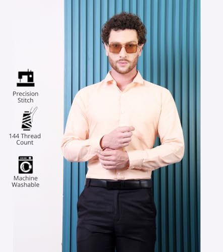 Image of CONTRARY Men's Pure Cotton Solid Stylish Casual & Formal Wear Shirt | Stylish Regular Fit Full Sleeve Comfortable Office Party Trendy Shirt - Multi Color