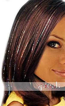 40 Hair Tinsel 200 Strands Two Sparkling Colors : Silver & Stellar Midnight Black