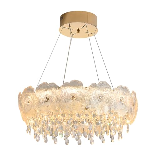Lustre en cristal LED 40W à 3 couleurs suspendu pour salon et chambre