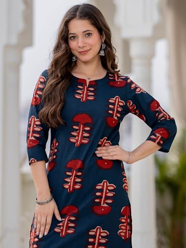 Image of rytras Women Pure Cotton Printed Straight kurta sets With Palazzos |Kurti Set for Woman|Cord Set for Women Cotton