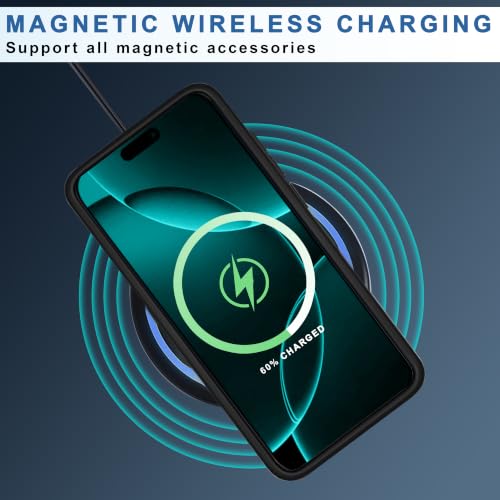 Image of CEDO Magnetic Cover for iPhone 16 Pro Max | Compatible with MagSafe Wireless Charging | Matte Black Case Designed with Magnetic Lock Shockproof Edge Protection Backcover (Translucent Black)