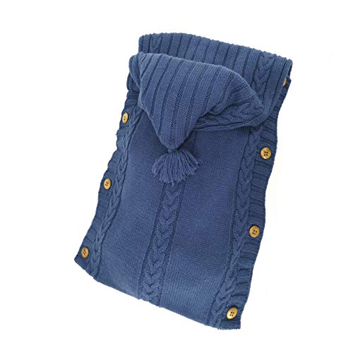 Image of XMWEALTHY Newborn Baby Wrap Swaddle Blanket Knit Wrap Blanket Bag Receiving Blankets Stroller Wrap for Baby Blue 0-6 Month