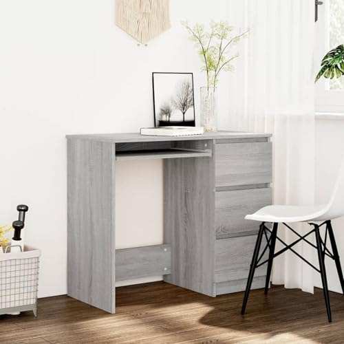 Cinyiqo Escritorio, Mesa Escritorio, Secretaria Escritorio, Mesa De Estudio, Escritorios es, Escritorio Oficina, de Madera contrachapada Gris Sonoma 90x45x76 cm