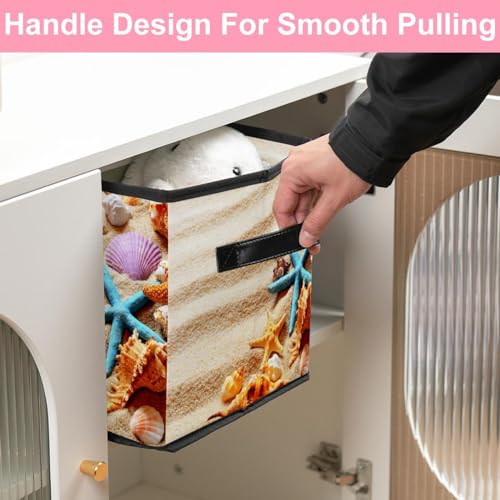 Boîte de rangement pliable motif coquillages imprimé plage d'été - 7