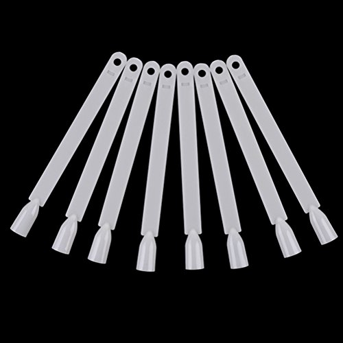 Frcolor 50 Pcs Transparent False Nail Art Tips Sticks Nail Polish Color Card Plates Display Polish Board Display Swatches Nail Art Practice Templates (Natural Color) #TOP2