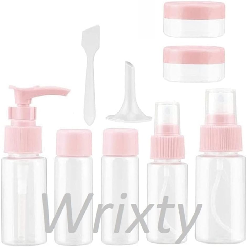 WrixtyClear Plastic Portable Refillable Travel Cosmetics Toiletry Pressing Spray Bottles For Makeup Cosmetic,Liquid Containers Bottles 7 Pieces Set With Pouch-[Airline Carry-On Approved],50 Ml