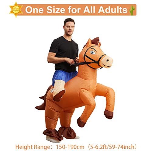 Poptrend Inflatable Horse Costume for Adult Kids, Horse Blow Up Costume for Men Women Halloween Cosplay Party(adult)