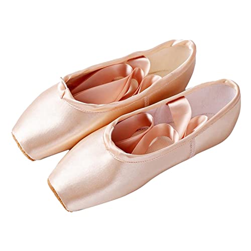 Women Girl Ballet Dance Shoes Satin Pointe Suede Sole Yoga Shoe D...