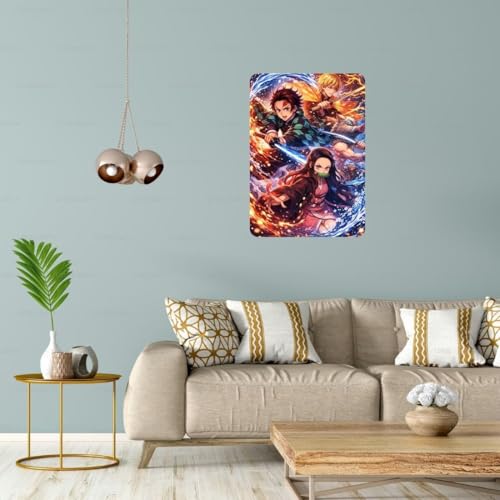 Image of Zesta Bathroom Decor Items Washroom Decor Tin Sign | Aesthetic Posters Wall Poster for Bedroom | Magnetic Cafe Decoration Items / Restaurant Decorations Items | Quirky Home Decor Bar Accent (Demon Slayer(4))