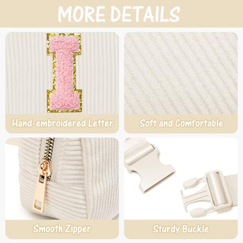 Image of Gitus Gifts for Teen Girls 10-12 12-14 14-16 16-18 Birthday Gifts for Girls Women Sister Teacher Initial Belt Bag Fanny Pack Crossbody Bags for Teen Girl Gifts Trendy Stuff Travel Essentials (Ivory-I)