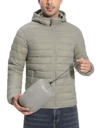 Image of Pioneer Camp Mens Lightweight Packable Puffer Jacket Hooded Insulated Thermal Puffy Winter Jackets for Running Travel