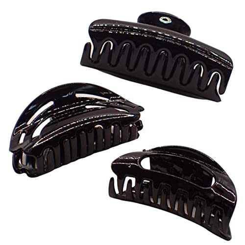 Topkids Accessories 3 Pack Women Large Bulldog Hairclip Trendy Womens Clips for All Hair Types (black) - Image 2