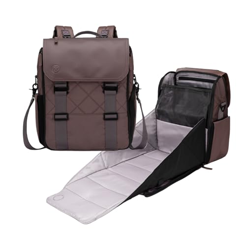 Image of PAPERCLIP Diaper Bag Backpack with Patented Changing Station - Unisex Baby Bag for Travel - Large Eco-Friendly Diaper Bags for Mom and Dad (Baked Oak)