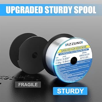 AZZUNO 135A MIG Welder & .035 2LBS 2-Pack Flux Core Mig Welding Wire, 3 in 1 Multiprocess Welder 110V MIG Welder Machine Flux MIG/Lift TIG/Stick Welding Machine