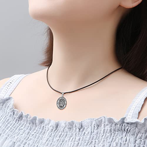 Yafeini Saint Christopher Necklace Sterling Silver St Christopher Medal Necklace Religious Amulet Pendant Necklace Religious Jewelry Gifts For Men Women #TOP1