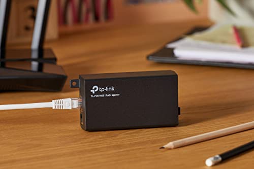 TP-Link 802.3at/af Gigabit PoE Injector , Non-PoE to PoE Adapter , Supplies PoE (15.4W) or PoE+ (30W) , Plug & Play , Desktop/Wall-Mount , Distance Up to 100m (TL-PoE160S)