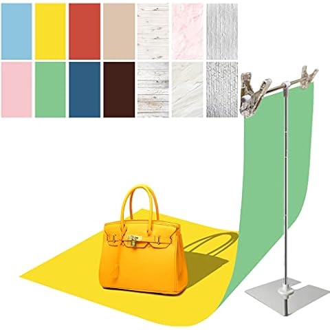 zyckTech 7Pcs 14Patterns Photography Background Paper with Stand, 34x23in Double-Sided Photo Tabletop Backdrops Props for Food Jewelry Cosmetics Makeup (Yellow Green Coffee), PBP03247PCS Cover