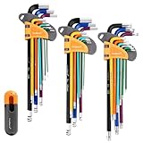 MULWARK 28 PCS Allen Key Set, Long Arm Ball End Hex Key Wrench Set with T-Handle | SAE 1/16–3/8, Metric 1.5–10mm, Torx T10–T50 | S2 Steel Allen Wrenches Set – Ideal Holiday Gift for DIY Users