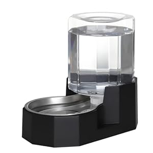 Sfozstra Gravity Water Bowl Dispenser : Automatic 5L Black Cat Stainless Steel Feeder Without Filters for Pets Indoor/Outdoor by Owners