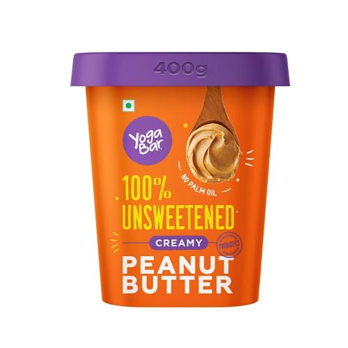 Image of Yogabar 100% Pure Peanut Butter | Creamy & Yummy Unsweetened | Slow Roasted | Non-GMO Premium Peanuts | No Added Sugar - 400gm