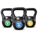 Set de Kettlebells BSFIT – Pack de Pesas Rusas de 2 o 3 Unidades, Pesas Rusas Antideslizantes para Fuerza, Fitness, Cross Training, Gimnasio y Entrenamiento en Casa (8 + 10 + 12 kg)