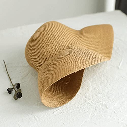 Wudaizhi Femmes Faites À La Main Chapeau De Soleil D'été Grand Avant Plage Japonais De Style Hepburn De Style Henne – vue 4
