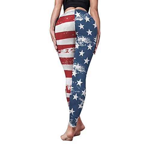 Rcimuue American Usa Flag Leggings For Women Stripes Patriotic Yoga High Waisted Soft 4Th Of July Stretchy Pants Blue/Red #TOP2