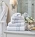 Bath Towel Set_White Towel For Bathroom, Luxury Hotel &Spa Quality, 100% Cotton .Includes 2 Large Bath Towels, 2 Hand Towels and 2 Washcloths.Super Soft, Absorbent & Decorative (White/Azure Blue)