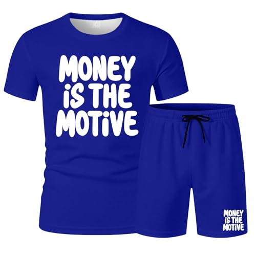 Ensemble t-shirt imprimé et short homme coton tenue été décontractée - 2